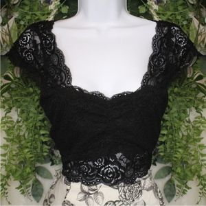 ***SOLD***LOVE J Victorian Goth Lace Black Crop